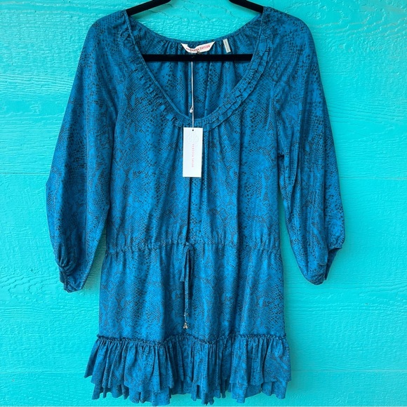 REBECCA TAYLOR LIGHTWEIGHT RUFFLE TIERED SILK MINI DRESS SIZE 10 NWT - Picture 1 of 16